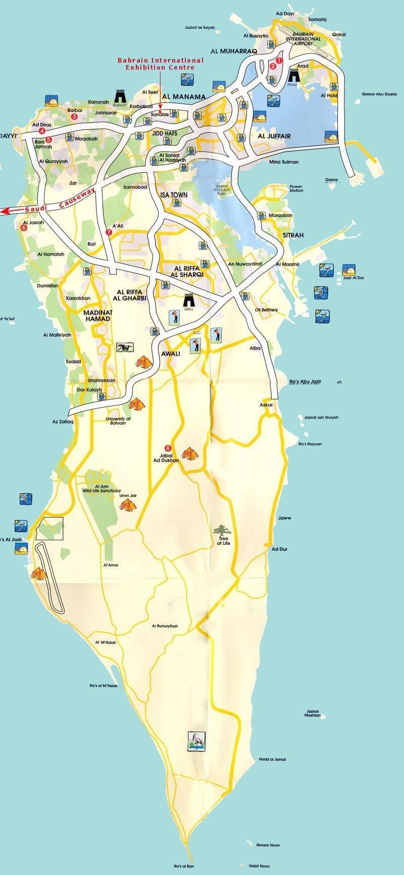 Bahreyn turistik haritası 
