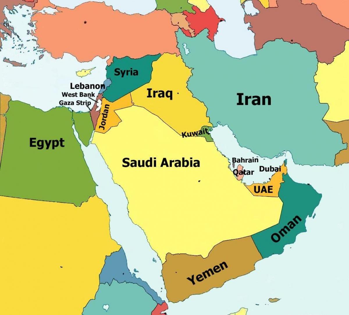 Bahreyn ve çevre ülkeler haritası 